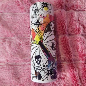 Watercolor Splatter Butterfly with Skulls 20oz Skinny Insulated Tumbler